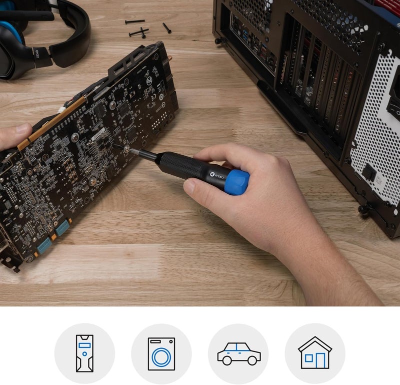 iFixit Narwhal Driver - 6-in-1 Screwdriver Phillips, Flathead, Nut Bits for Household DIY and Electronics Repair - Image 5